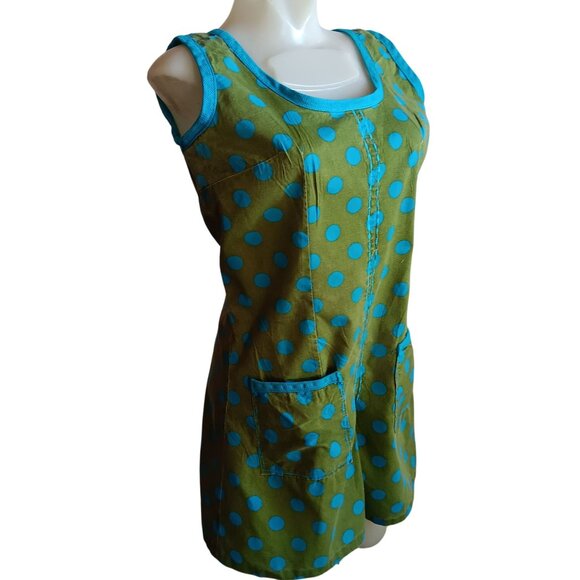 1of1 Medium Women's Romper 1960s Polka Dot Sleeveless Front Pockets Handmade - Picture 2 of 8
